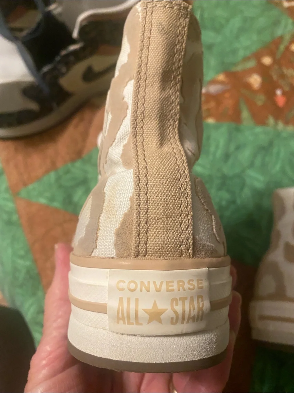 Converse High Top Lace-Up shoes- cream and tan leopard/cheetah